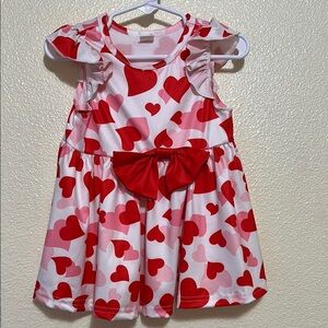 SHEIN- Heart Print Dress with Bow